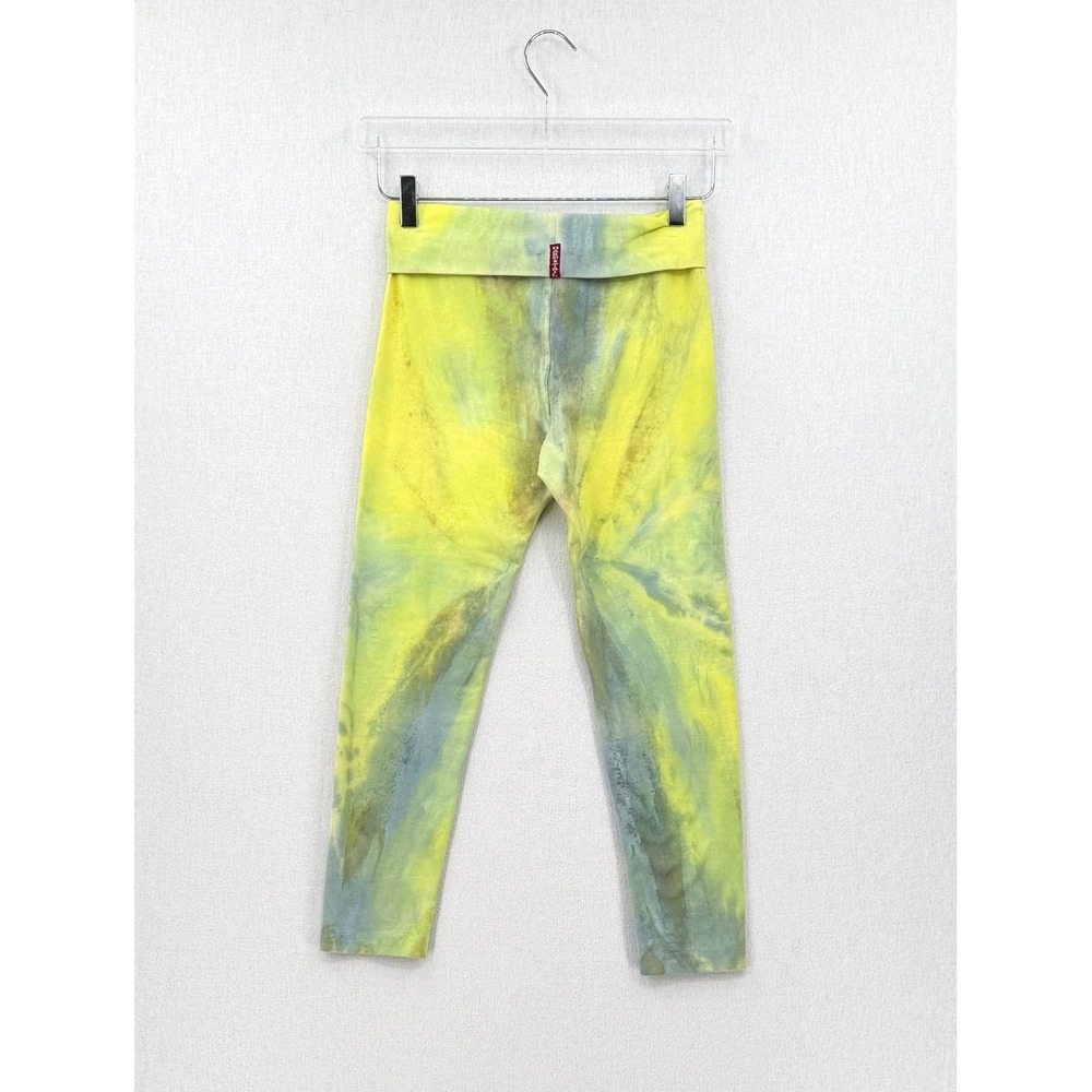 HARD TAIL Tie Dye Cropped Leggings Womens Small Fold Over Waist Yoga Pants Y2K - Picture 2 of 12